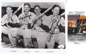 Stan Musial, Red Schoendiest, Enos Slaughter, W. Westlake Cardinals FIRMADO JSA - Imagen 1 de 3