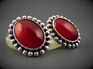México Vintage Joyería - Pendientes Grandes Ágata Pendientes Plata 925 Indie Boho - Imagen 1 de 8