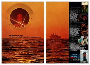 1968 American President Cruise Lines Orange Sunset Skies 2-seitige Druckanzeige B - Bild 1 von 1