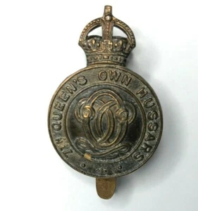 WW1 7th Queens Own Hussars Economy Cap Badge original - Picture 1 of 3