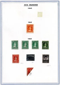 CANADA NEW BRUNSWICK 1860 S.G. 10 18 9 STAMPS 4 UNUSED 5 USED INCLUDES BISECT - Picture 1 of 1