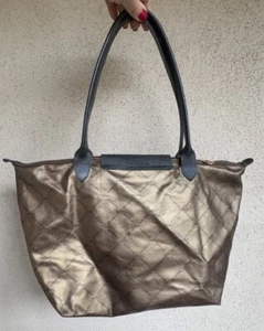 Limited Edition Longchamp Le Pliage Metallic Bronze/Green Monogram Tote Bag - Picture 1 of 22