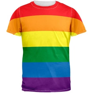 Rainbow Gay Pride All Over Adult T-Shirt - Picture 1 of 1