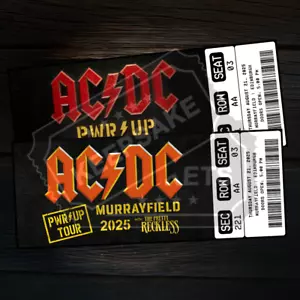 AC/DC Ticket PWR UP Tour 2025 | Personalised Gift Reveal Mock Novelty Keepsake - Picture 1 of 5
