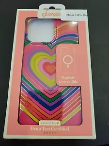 Sonix Case for iPhone 14 Pro Max Compatible MagSafe drop tested Rainbow Hearts - Picture 1 of 2