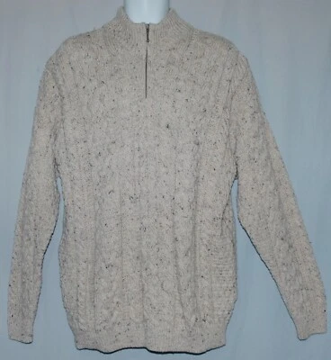 Suéter de Lana Carraig Donn Hombres Talla M/L Tejido con Cable Pescadores 1/4 Cremallera Irlanda Foto 1 de 4