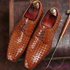 Mens British Dress Formal Woven Pattern Shoes Leather Business Lace Up Pump Size