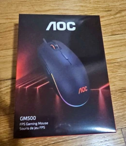 AOC RGB GM500 Black 8 Keys Buttons USB basic Wired Gaming Mouse - Picture 1 of 4