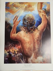 JESUS with the keys to hell 16x20 unsigned print Marilyn Todd-Daniels 39 STRIPES