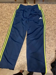 Adidas boy sweatpants training drawstring XL 18 Navy and Neon Climawarm - Picture 1 of 5