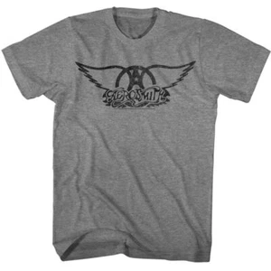 Aerosmith Black Logo Graphite Heather T-Shirt - Picture 1 of 2