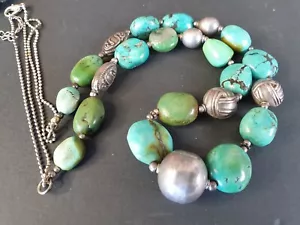 Old American Indian Turquoise & Silver Necklace …beautiful collection piece - Picture 1 of 9