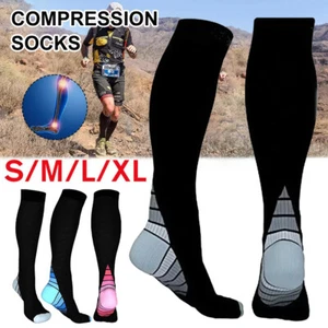 Compression Socks Men & Women Varicose Veins Anti-Fatigue Flight Travel Running~ - Picture 1 of 12
