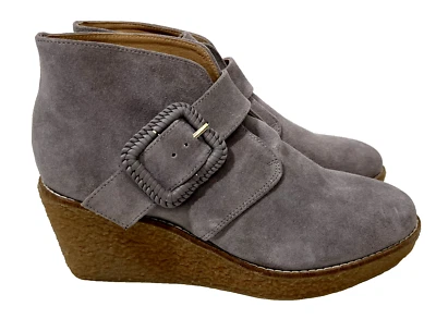 Jack Rogers Izzie Wedge Booties Suede Gray 7.5 NEW - Image 1 of 4