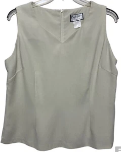 Mary McFadden Blouse Size 18 Sleeveless V Neck Cream Shell - Picture 1 of 10