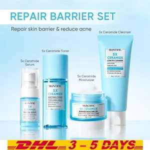SKINTIFIC 4pcs Skincare Repair Barrier Set Cleanser/Toner/Serum/Moisturizer - Picture 1 of 14