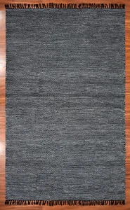 Hand Woven 100% Wool Reversible Herringbone Flatweave Area rug Black Gray - Picture 1 of 7