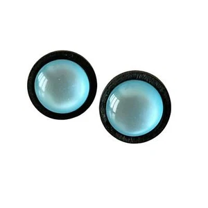 Natural Black Wood Blue Glass Stainless Steel Unisex Stud Earrings - Picture 1 of 2