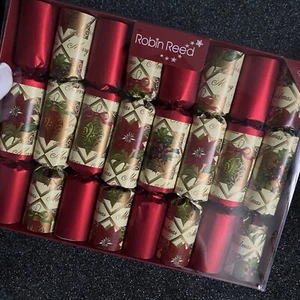 Robin Reed Christmas Crackers Poinsettia Ornament 8 Piece Hand Made Vintage 10" - Picture 1 of 14