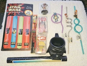 LOT 9 Star Wars Episode 1 Slap Bands Crazy Straws Danglers Cup Toothbrush 1999 - Picture 1 of 8