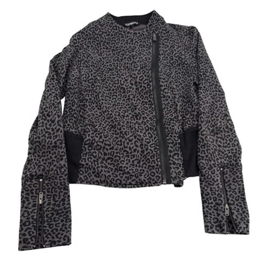 Chaqueta Express Mujer Estampado Leopardo Talla Pequeña Tejida Gris Negro  Foto 1 de 4