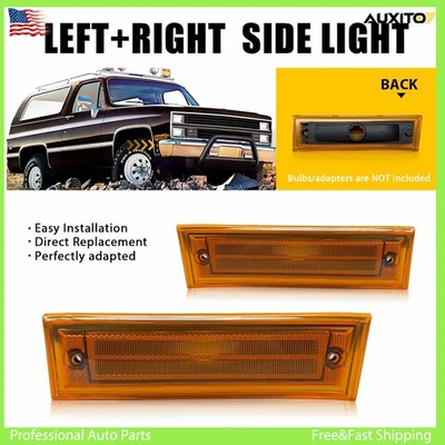 2x Marker Side Signal Light Amber Lens for GMC R2500 R3500 R1500 Pickup 1987-91 - Image 1 of 4