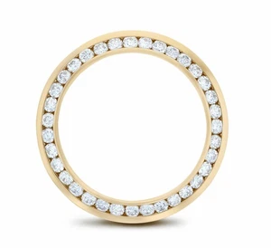 LADIES 1.50CT CHANNEL SET 18KY NATURAL DIAMOND BEZEL FOR ROLEX DATE 69163, 69173 - Picture 1 of 6