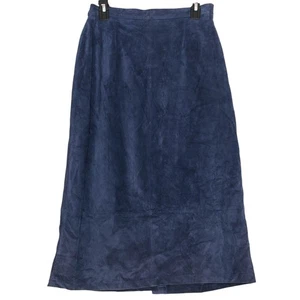 Vintage Wildleder Rock Leder Boho Maxi Reitsport 70er Western Witchy 90s blau 10 - Bild 1 von 5