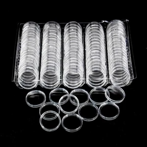 100 Pack 25mm Coin Capsule, Clear Round Plastic Container Capsule,...  - Picture 1 of 5