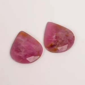 Par de piedras preciosas de zafiro rosa de 23 quilates 21x18x4 mm corte corazón piedras sueltas translúcidas - Imagen 1 de 5
