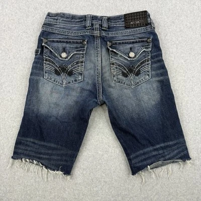 Pantalones Cortos Affliction Para Hombres 31 Azul Blake Relajado Jean Denim Y2K Pantalones Cortos Envejecidos Foto 1 de 4