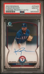 KUMAR ROCKER - 2023 Bowman Chrome Prospect Auto #CPAKR | Rangers Rookie PSA 10 - Foto 1 di 3