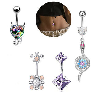Fashion Stainless Steel Barbell Body Piercing Jewelry Zircon Belly Navel Ring 