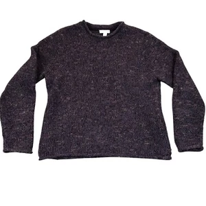 Charter Club Women Roll Neck Sweater Large Knit Long Sleeve Pullover Purple Cozy - Picture 1 of 7