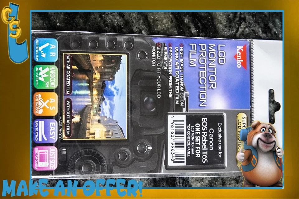 Película de protección de monitor LCD Kenko para cámara Canon EOS Rebel T6s #LCD-C-T6S Foto 1 de 2