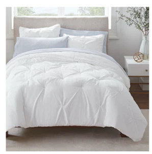 White 7 PIECE Queen Size Comforter Set Bed in a Bag Fitted Flat Sheet Antimicrob - Picture 1 of 6