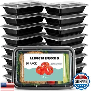 10-Pack 32oz Meal Prep Containers with Lids BPA-Free Reusable Plastic Food St - Picture 1 of 5