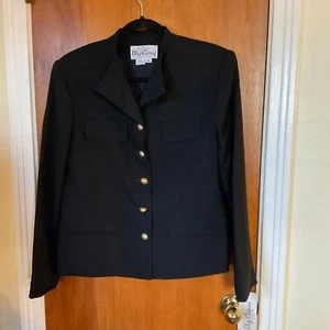 Oleg Cassini Vintage Blazer Women's Sz 12 Black w/Gold Buttons 100% Wool NWT - Picture 1 of 12