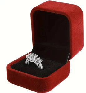 Ringschachtel Ring Samt Schmuck Etui Verlobung Ringbox Ringetui Rot - Bild 1 von 7