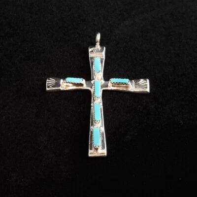 Indianerschmuck Anhänger Kreuz Cross Pendant Westernschmuck Navajo  V. Quam - Bild 1 von 3