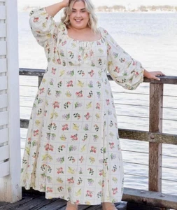 Kholo ~ Floral Maxi Dress Boho Dreamy Cottage Gown Plus Aus 24 ( 22 ) US 18 - Picture 1 of 18