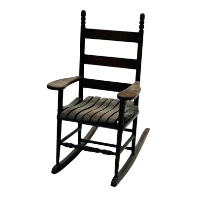 Mecedora de madera artesanal vintage miniatura para casa de muñecas con respaldo de escalera RARA Foto 1 de 4