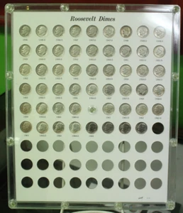 1946-1968 Roosevelt Dime Set 48 silver coins Capital Plastic Holder - Picture 1 of 4