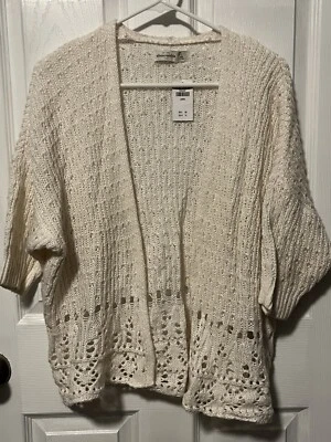 SUÉTER CÁRDIGAN DE PUNTO ABIERTO MARFIL ABERCROMBIE & FITCH NIÑOS NUEVO CON ETIQUETAS GRANDE Foto 1 de 4