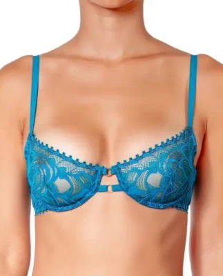 Huit Bijou Underwire Balconette Bra (Size US 32E) Turquoise - Image 1 of 4