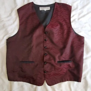 OLEG CASSINI XL RED Polyester Men Dress Suit Vest Mens Sleeveless 2 pocket - Picture 1 of 12
