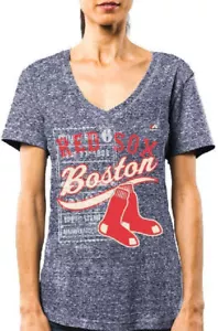 Damas Boston Medias Rojas Azul Gnarly Juego Terrorizante Cuello en V Camiseta - Imagen 1 de 3