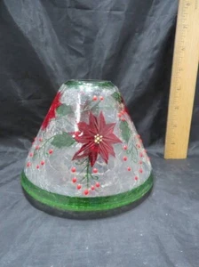 Yankee Candle Topper Crackel Glass Poinsettias 4 1/2" x 6" - Picture 1 of 6