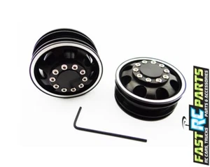 Tractor Tamiya X Spede negro aluminio 1/14 ruedas delanteras TTR113F01 - Imagen 1 de 1