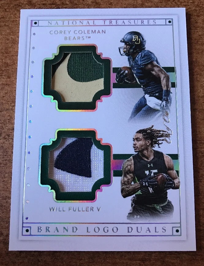 2016 NATIONAL TREASURES COREY COLEMAN @ Will FULLER BRAND DUAL LOGOS 1/1 Wow - Image 1 of 1
